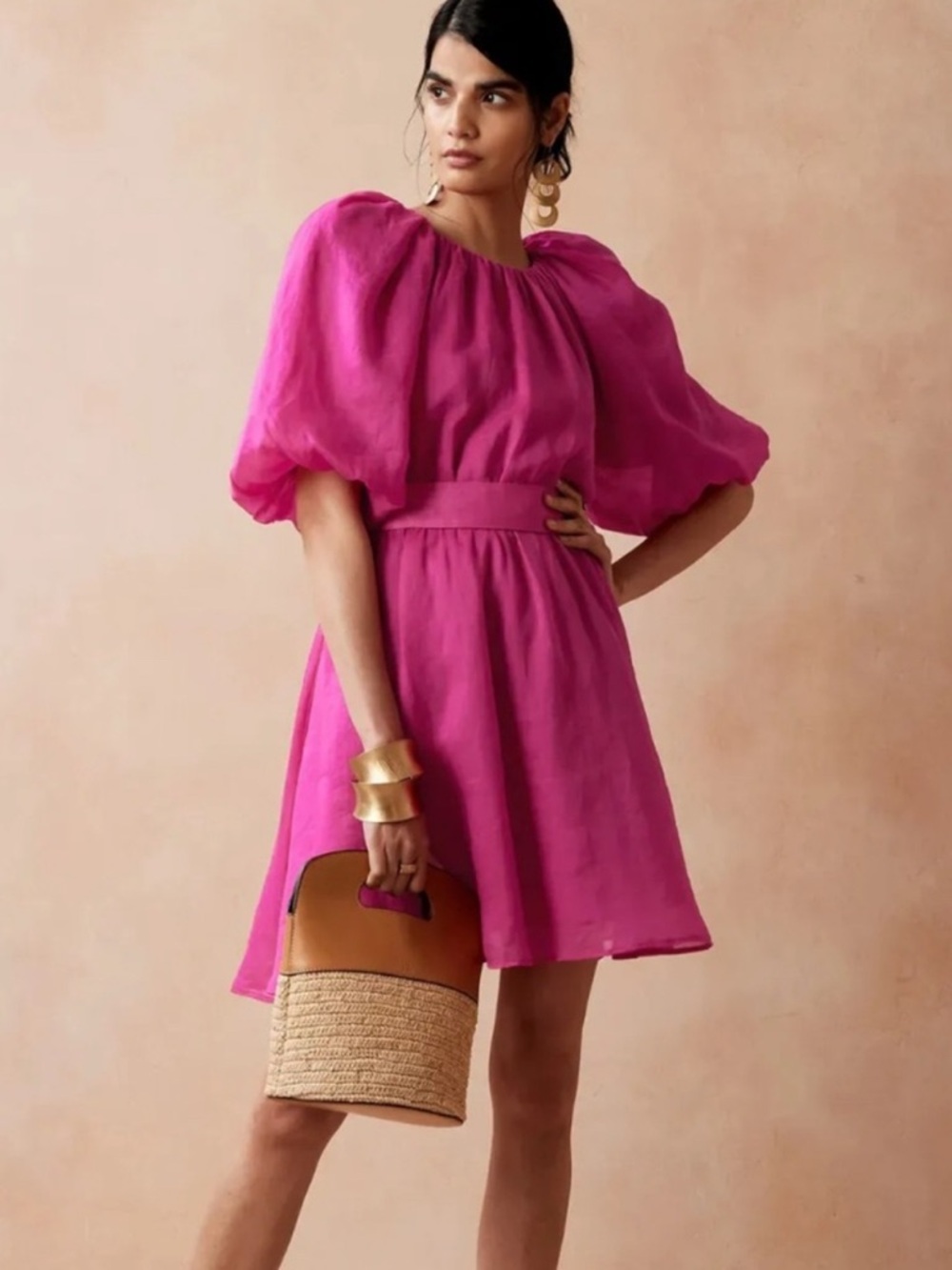 Banana Republic Ramie/Cotton Open Back Dress